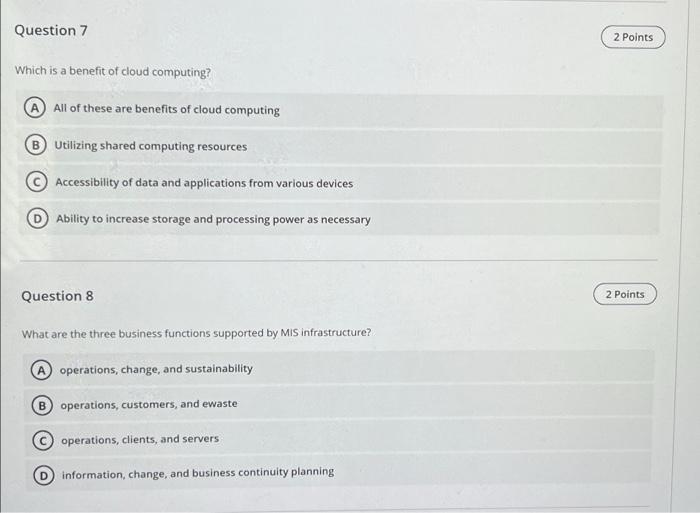 Question 1 2 Points What is the difference