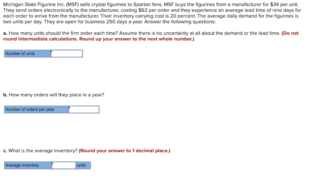 Michigan State Figurine Inc. (MSF) sells crystal