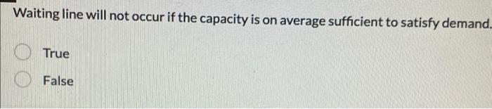 Waiting line will not occur if the capacity is on