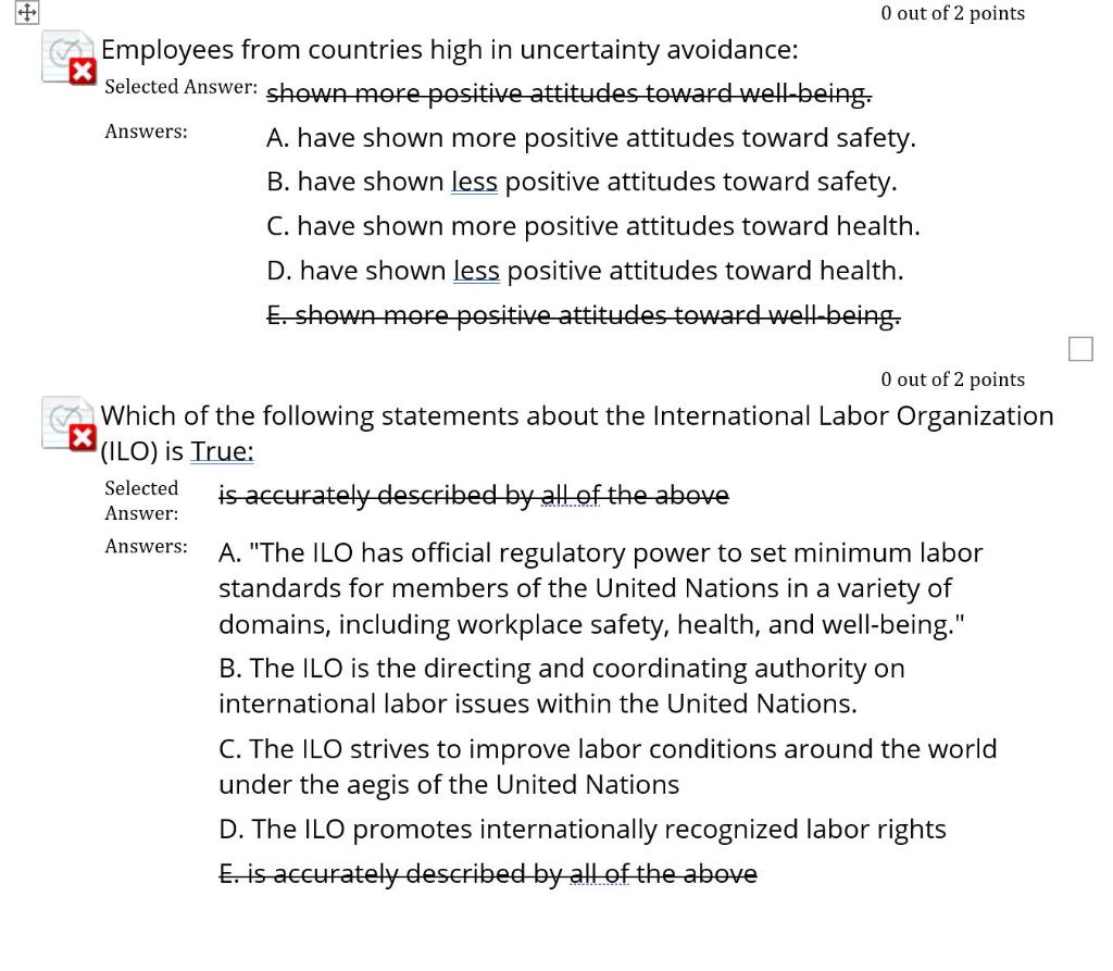 O out of 2 points Employees from countries high