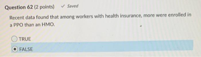 Question 62 (2 points) Saved Recent data found