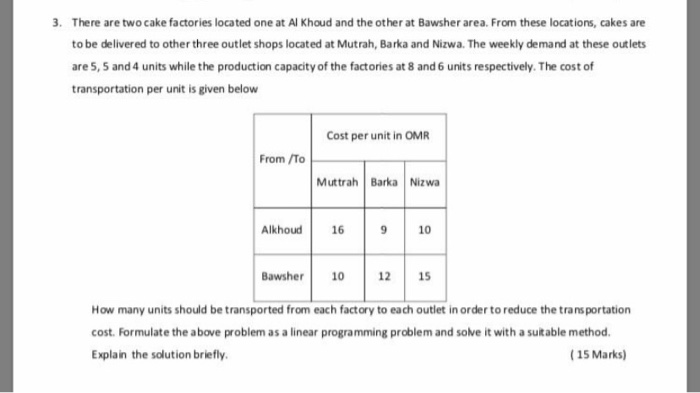 3. There are two cake factories located one at Al