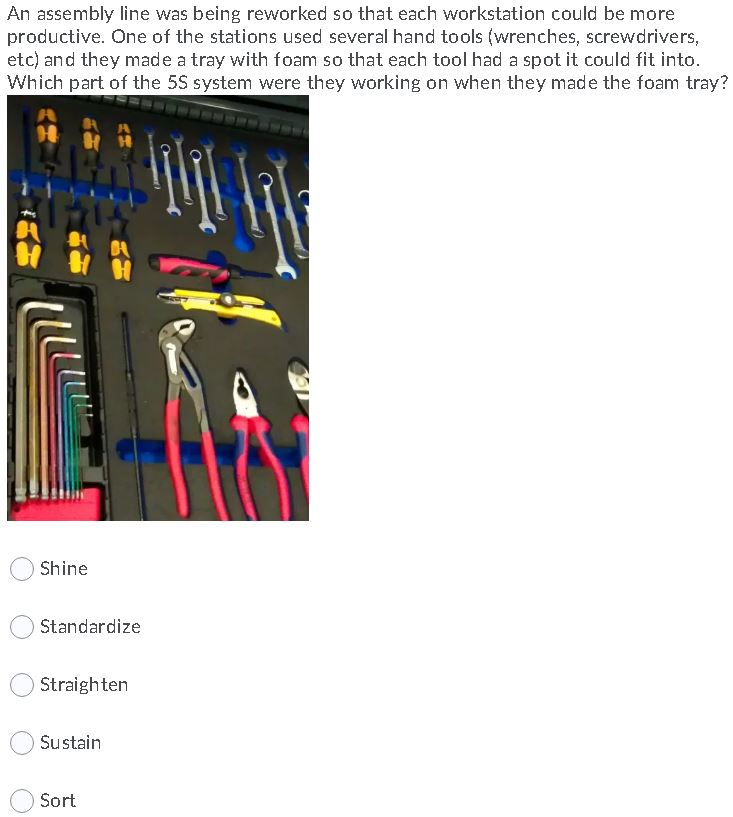 An assembly line was being reworked so that each