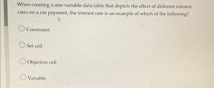 excel When creating a one-variable data table
