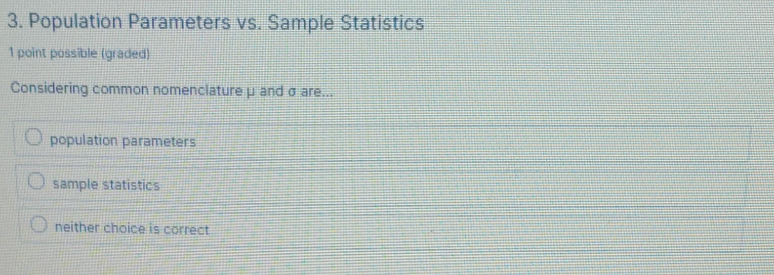 3. Population Parameters vs. Sample Statistics 1