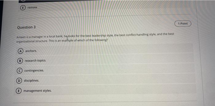 remote 1 Point Question 3 Ameen is a manager in a