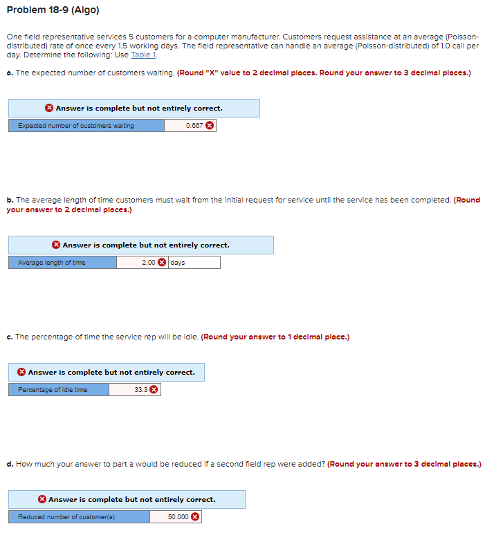 Problem 18-9 (Algo) One field representative