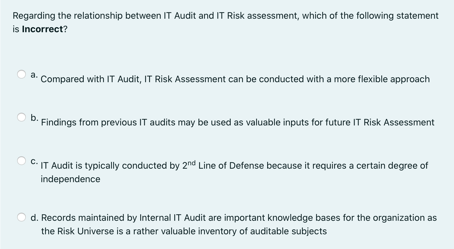 Regarding the relationship between IT Audit and