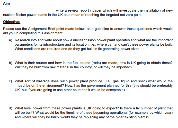 Aim write a review report / paper which will