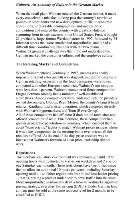 Pls help with a and b about this case Walmart: An