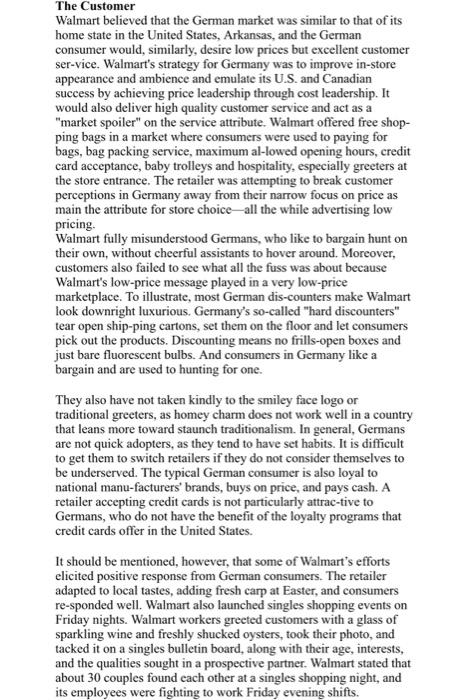 Pls help with a and b about this case Walmart: An