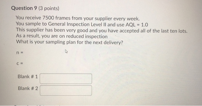 Question 9 (3 points) You receive 7500 frames