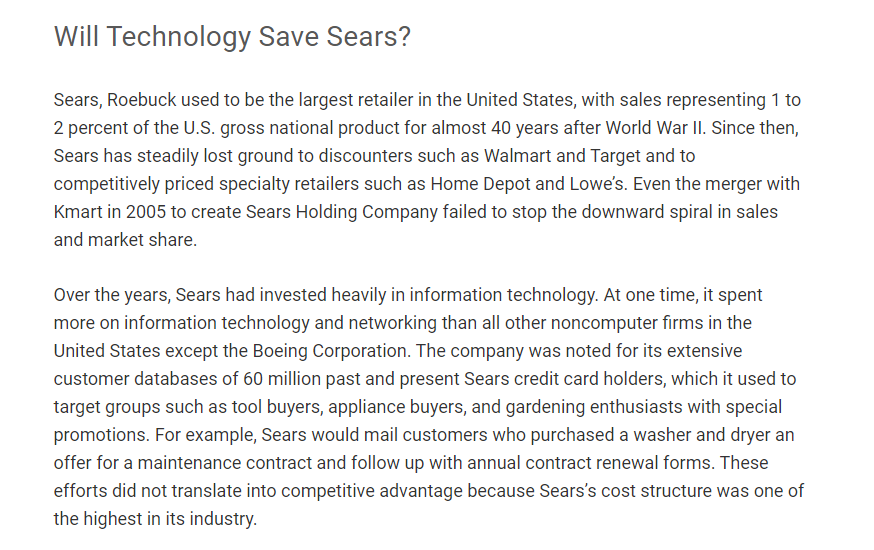 Will Technology Save Sears? Sears, Roebuck used