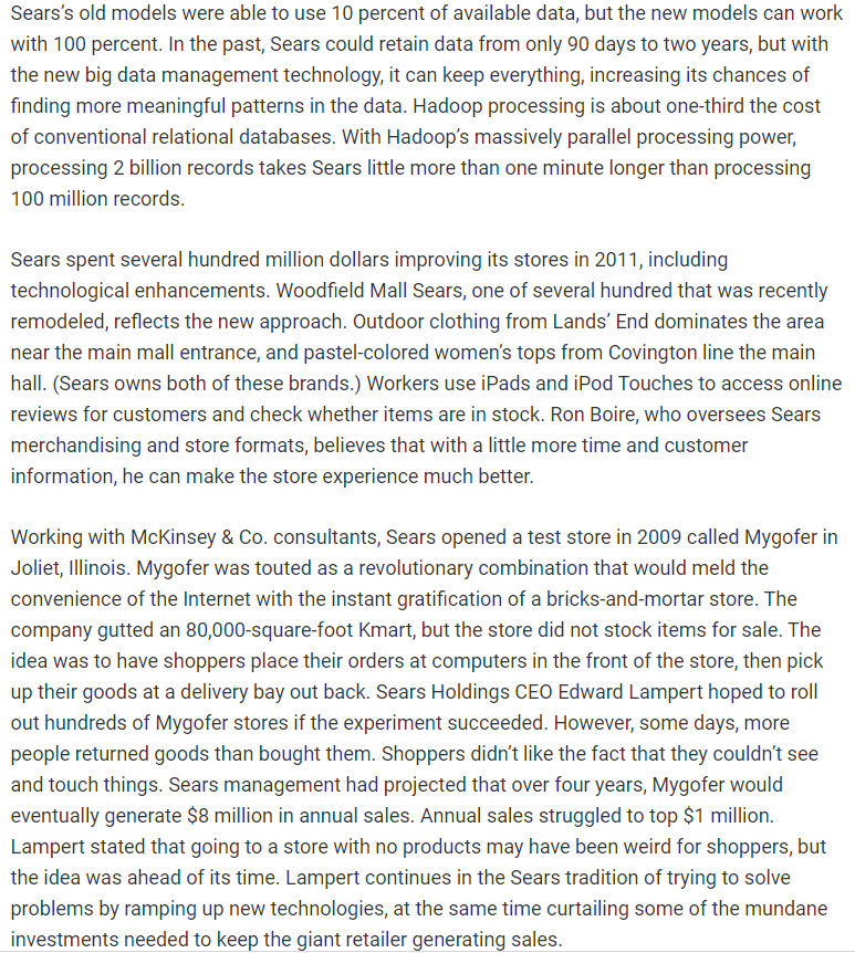 Will Technology Save Sears? Sears, Roebuck used