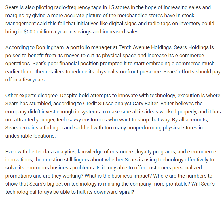 Will Technology Save Sears? Sears, Roebuck used