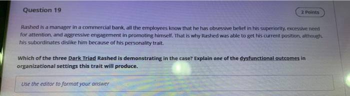 mini case Question 19 2 Points Rashed is a