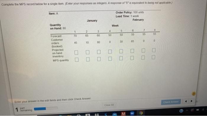Complete the MPS record below for a single item