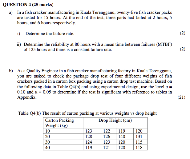 QUESTION 4 (25 marks) a) In a fish cracker