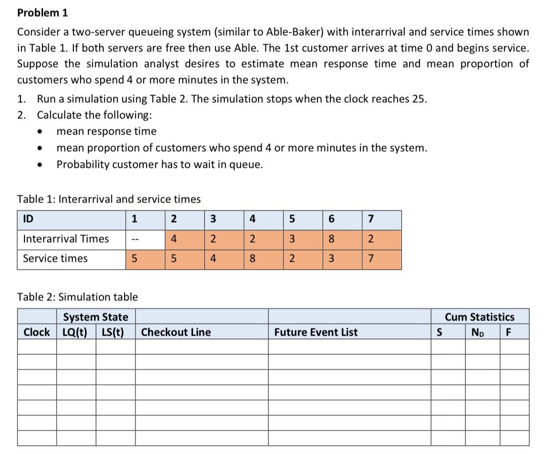 Problem 1 Consider a two-server queueing system