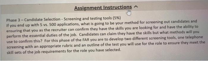 Assignment Instructions Phase 3 - Candidate