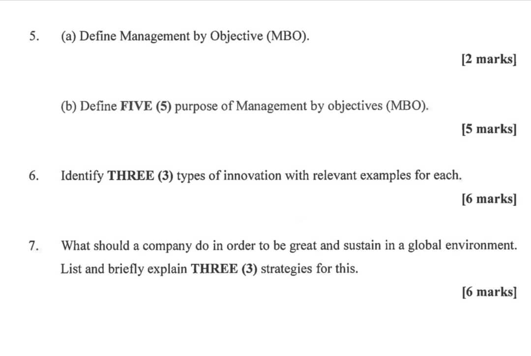 5. (a) Define Management by Objective (MBO). [2