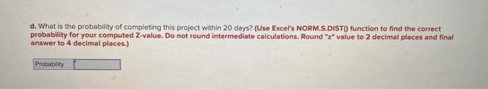 The following represents a project that should be