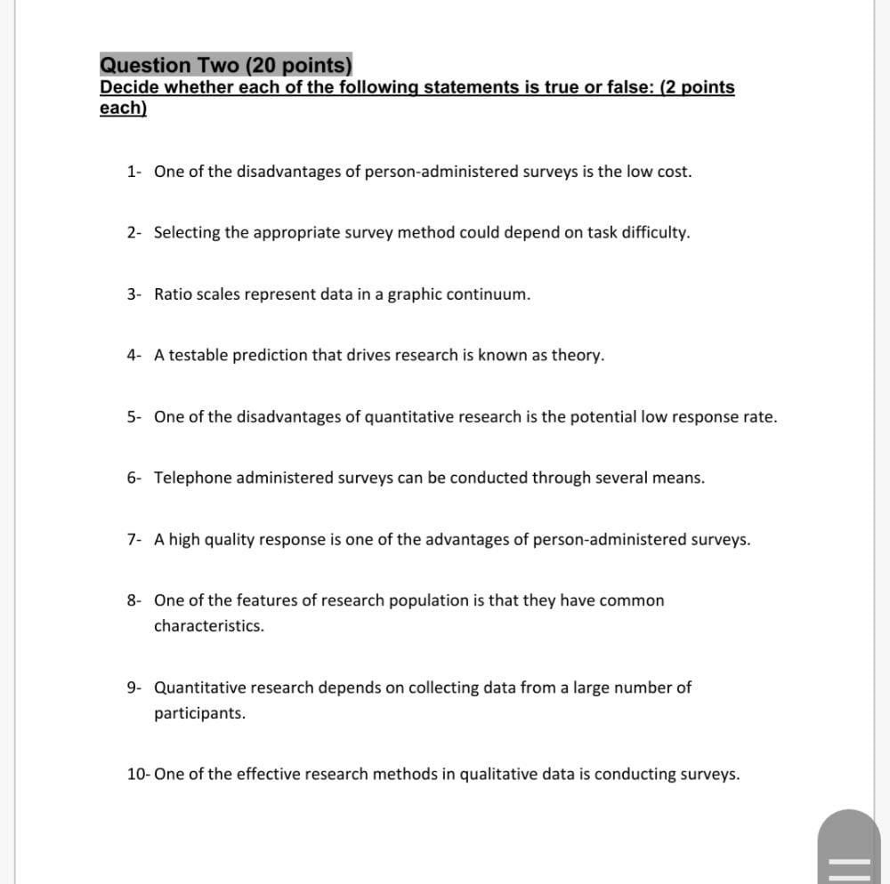 please do this in MS word Question Two (20