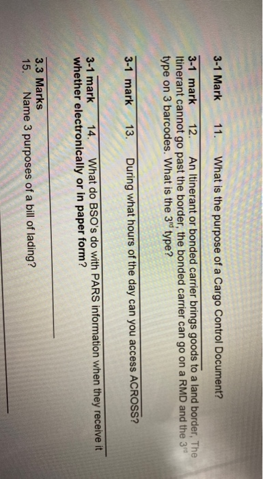 3-1 Mark 11. What is the purpose of a Cargo