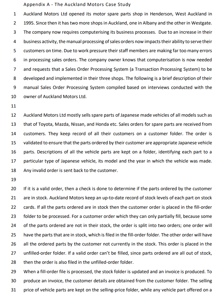 1 2 3 4 5 Appendix A - The Auckland Motors Case