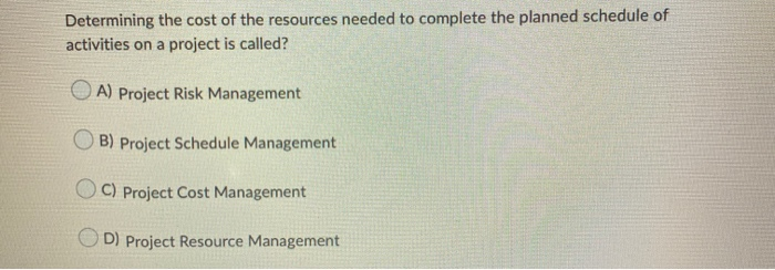 Determining the cost of the resources needed to