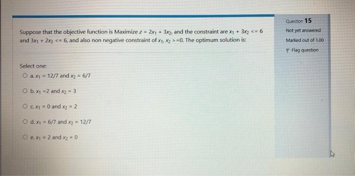 Question 14 Not yet answered Consider the