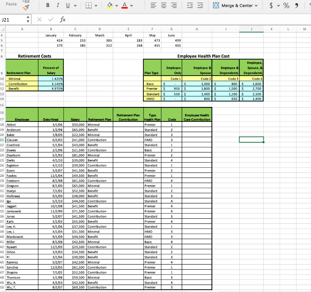 Paste B I U av Av Merge & Center $ v % ) J21 x fx