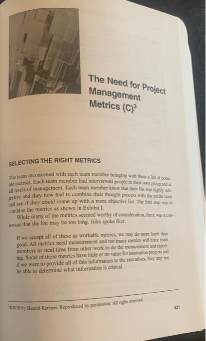 Read "The Need for Project Management Metrics (C)