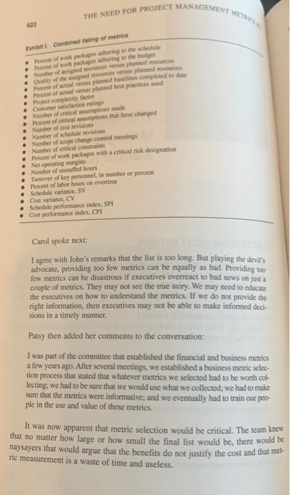 Read "The Need for Project Management Metrics (C)