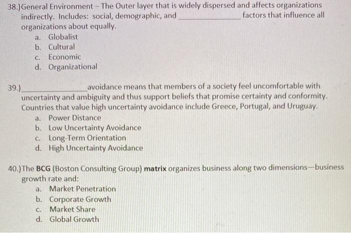 Multiple choice type of question: 36.)Assigning