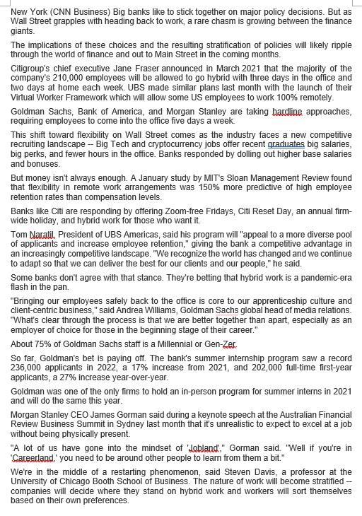 7. Assuming that Wall Street decided to opt for a