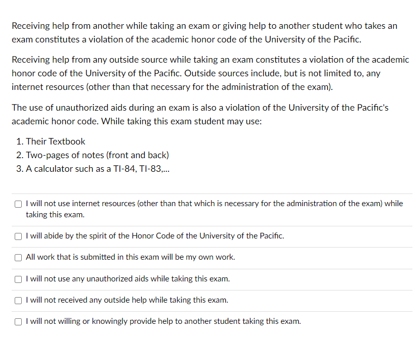 Receiving help from another while taking an exam