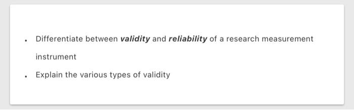Research Methods Differentiate between validity
