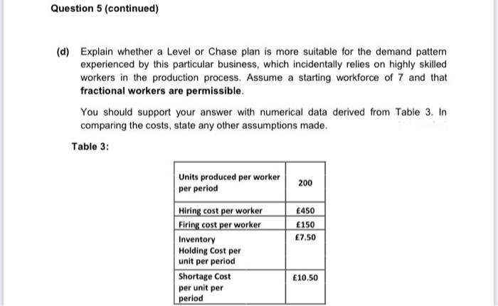 Please answer A,B,C,D Question 5 (a) Table 2
