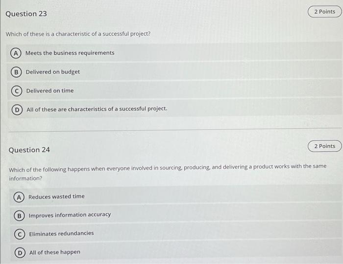 Question 21 2 Points What is true regarding