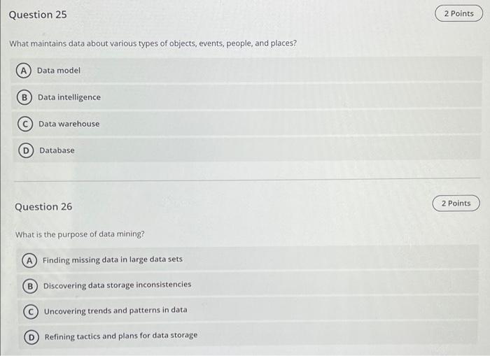 Question 21 2 Points What is true regarding