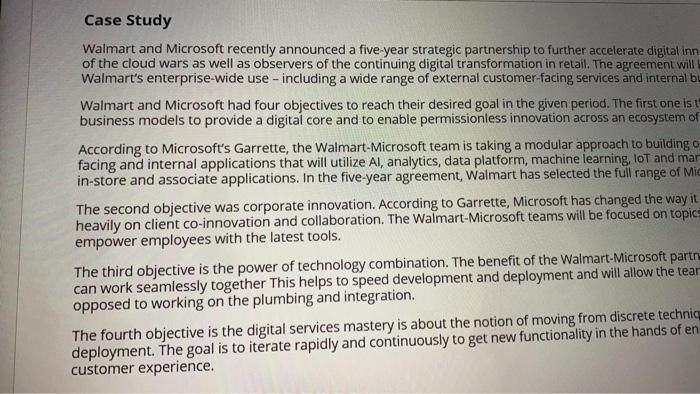 Case Study Walmart and Microsoft recently