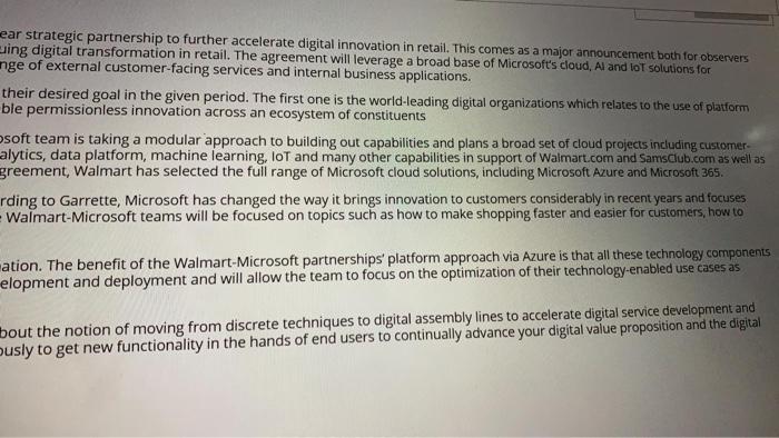 Case Study Walmart and Microsoft recently