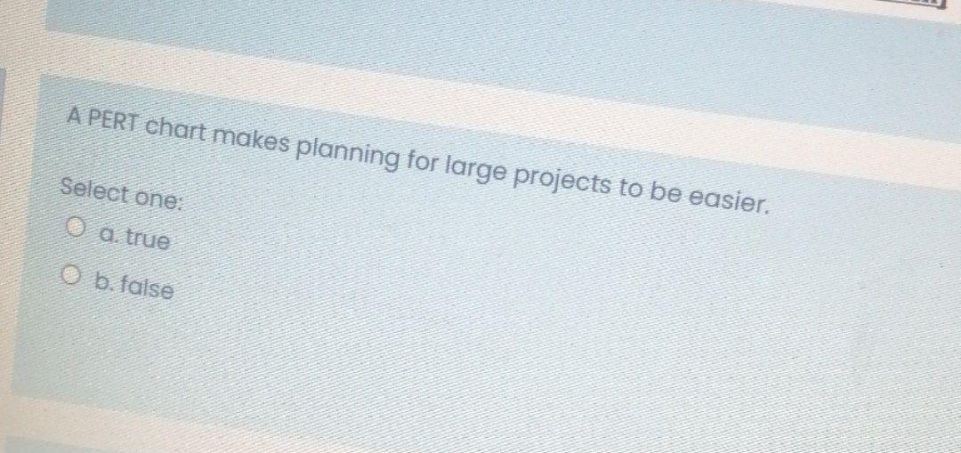 A PERT chart makes planning for large projects to