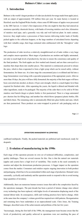 Bulmers Clder: a case study 1. Introduction