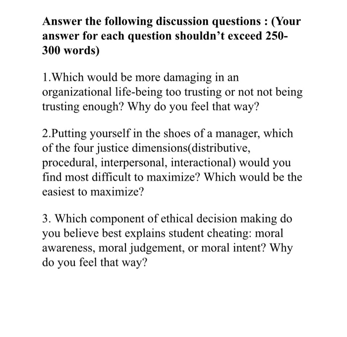 Answer the following discussion questions : (Your