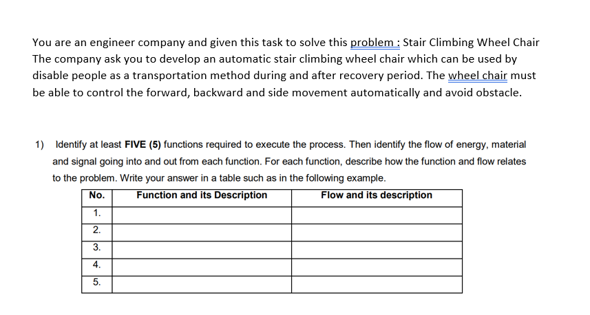 You are an engineer company and given this task