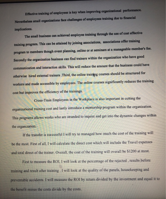 Develop a cost sheet for training class. Briefly