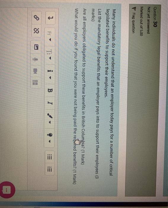 Question 31 Not yet answered Marked out of 5.00 I