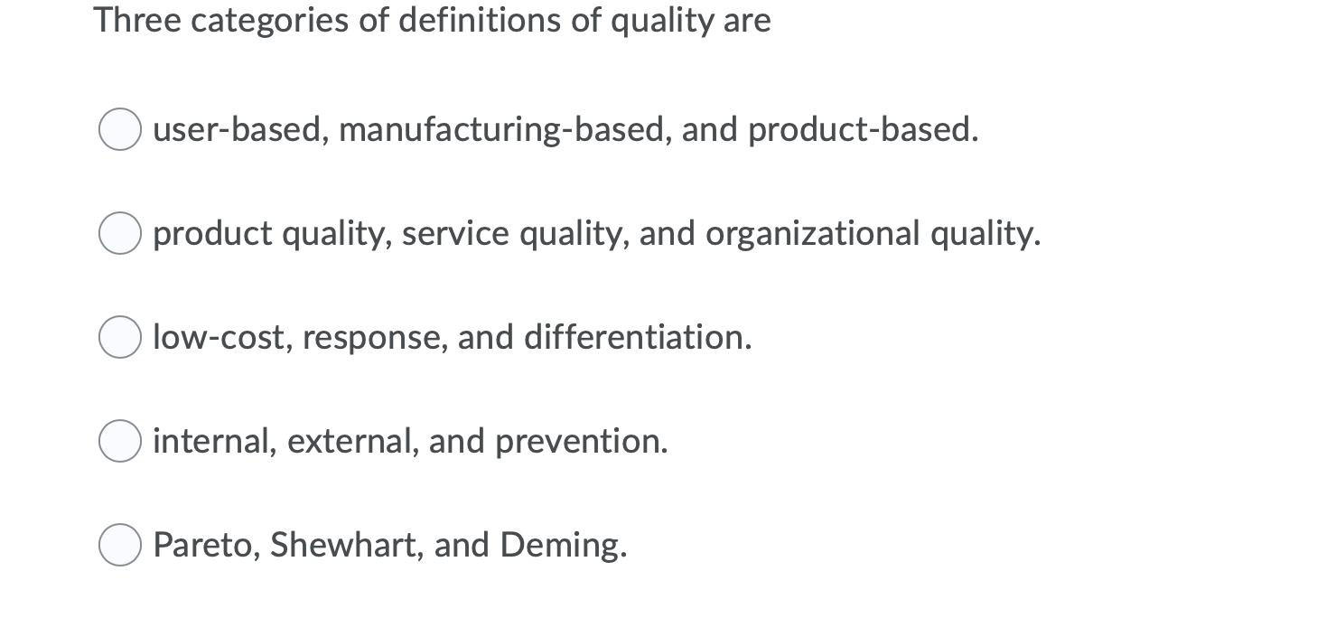 All following are the major categories of costs